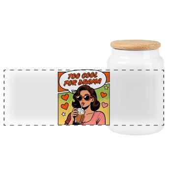 Too Cool For Drama Pop Art - Panoramic Cookie Jar with Wooden Lid - white - Front