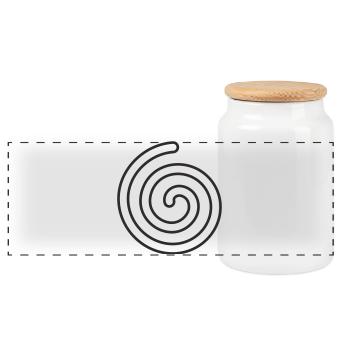 Spirale – Minimalistisches Symbol Design - Panorama Keksdose mit Holzdeckel - Weiß - Vorne