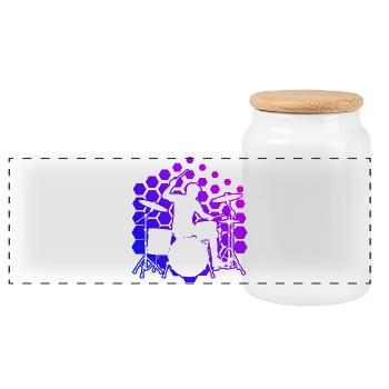 Geschenkidee für den Percussionisten mit Drumming - Panorama Keksdose mit Holzdeckel - Weiß - Vorne