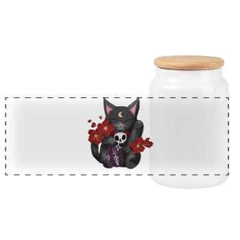 Manekineko  - Panorama Keksdose mit Holzdeckel - Weiß - Vorne