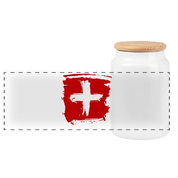 SUISSE FAN D’EUROPA SPORT - Boîte à biscuits avec couvercle en bois - blanc - Devant
