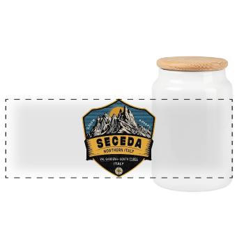 Seceda Dolomiten Italien Vintage Bergwandern - Panorama Keksdose mit Holzdeckel - Weiß - Vorne