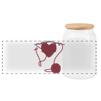 J’adore crocheter ou tricoter - Boîte à biscuits avec couvercle en bois - blanc - Devant