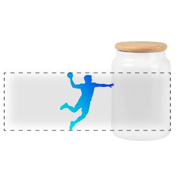 Handball Game Gift Idea for a Handball Player - Panoramic Cookie Jar with Wooden Lid - white - Front