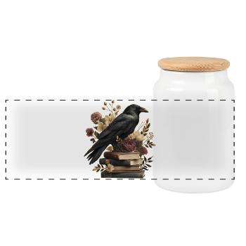 Raven sur les livres - Boîte à biscuits avec couvercle en bois - blanc - Devant