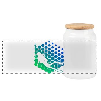 Gift idea for a freediver with freediving - Panoramic Cookie Jar with Wooden Lid - white - Front