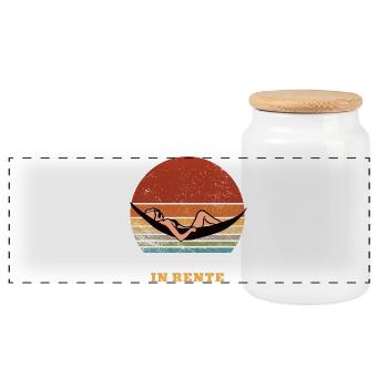 Security guard pension pensioner security service women retirement - Panoramic Cookie Jar with Wooden Lid - white - Front