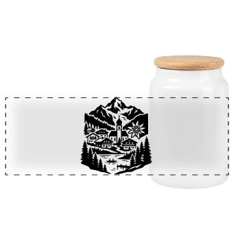vacances en Autriche - Boîte à biscuits avec couvercle en bois - blanc - Devant