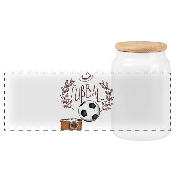 Caméra de football vintage - Boîte à biscuits avec couvercle en bois - blanc - Devant