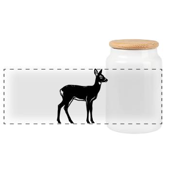 Deer Silhouette Hunter Hunting Club Forester Forest - Panoramic Cookie Jar with Wooden Lid - white - Front