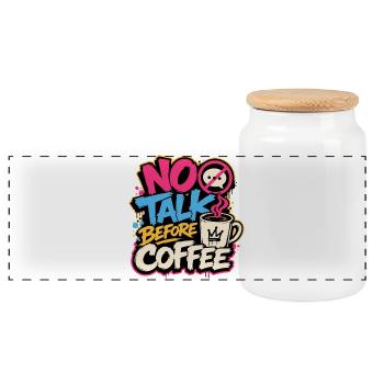 Pas de discussions avant le café Graffiti - Boîte à biscuits avec couvercle en bois - blanc - Devant