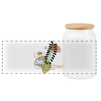 Amoureux des chats - Boîte à biscuits avec couvercle en bois - blanc - Devant