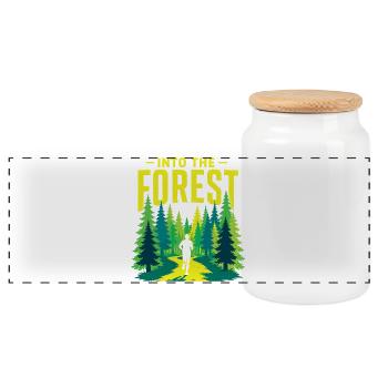 Course sur sentier - Dans la forêt - Boîte à biscuits avec couvercle en bois - blanc - Devant
