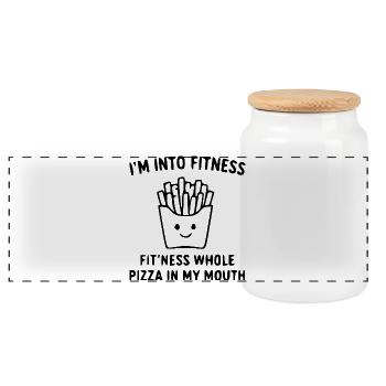Je suis passionné de fitness – Un drôle de phrase de fast-food et de salle de sport - Boîte à biscuits avec couvercle en bois - blanc - Devant