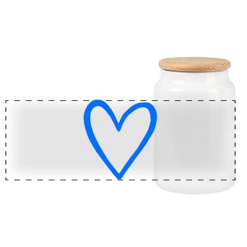 Blue Line Heart | Minimal Design - Panorama Keksdose mit Holzdeckel - Weiß - Vorne