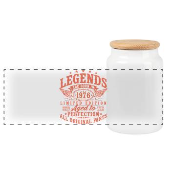 50e anniversaire 1976 Vintage Born Legends - Boîte à biscuits avec couvercle en bois - blanc - Devant