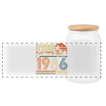 Original 1986 Vintage Retro Geburtstag Geschenk - Panorama Keksdose mit Holzdeckel - Weiß - Vorne