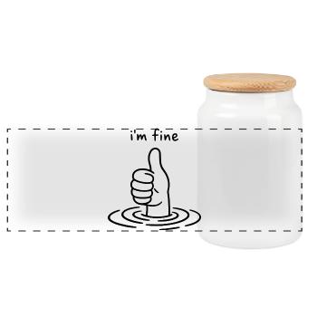 Je vais bien - Pouce levé - Pouce levé - Boîte à biscuits avec couvercle en bois - blanc - Devant