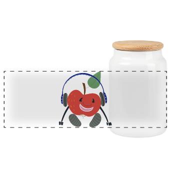 Obst Apfel - Panorama Keksdose mit Holzdeckel - Weiß - Vorne