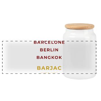 Barjac Lozère - Barcelone - Berlin - Bangkok - Boîte à biscuits avec couvercle en bois - blanc - Devant
