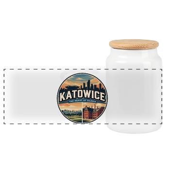 Insigne rétro Katowice Spodek Arena - Boîte à biscuits avec couvercle en bois - blanc - Devant