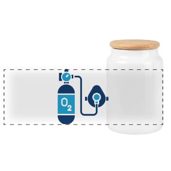 Icône de ligne de réservoir d’oxygène Thérapie médicale à oxygène Vecto - Boîte à biscuits avec couvercle en bois - blanc - Devant