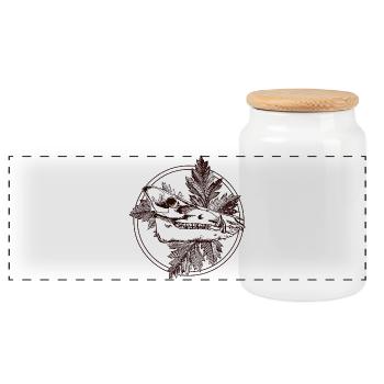 Crâne de sanglier - Boîte à biscuits avec couvercle en bois - blanc - Devant