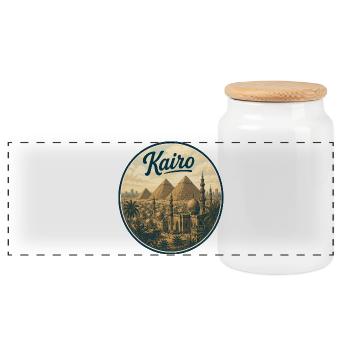 Kairo Retro Pyramiden Panorama - Panorama Keksdose mit Holzdeckel - Weiß - Vorne
