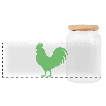 Rooster - Panoramic Cookie Jar with Wooden Lid - white - Front