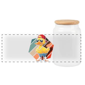 Motifs drôles de canards Citons amoureux de canards - Boîte à biscuits avec couvercle en bois - blanc - Devant