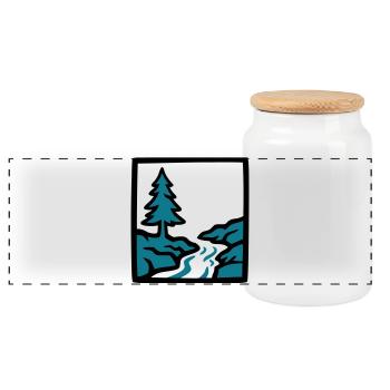 Logo de la nature de la forêt de la rivière - Boîte à biscuits avec couvercle en bois - blanc - Devant