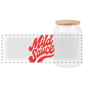 Wild Sauce Retro Script - Panoramic Cookie Jar with Wooden Lid - white - Front
