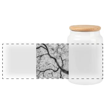 Monochrome Tree Branches Graphic - Panoramic Cookie Jar with Wooden Lid - white - Front