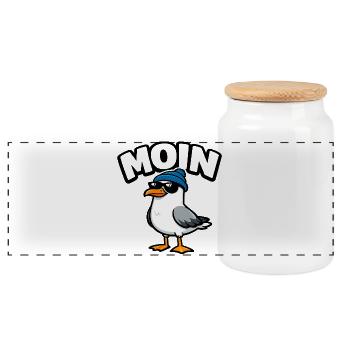 Moin Seagull - Boîte à biscuits avec couvercle en bois - blanc - Devant