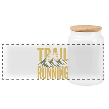 Its' a Beautiful Day for Trail Running - Panoramic Cookie Jar with Wooden Lid - white - Front