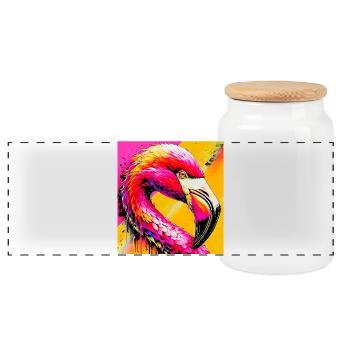 Flamant - Boîte à biscuits avec couvercle en bois - blanc - Devant