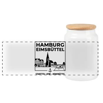 Hamburg Eimsbüttel - Panorama Keksdose mit Holzdeckel - Weiß - Vorne