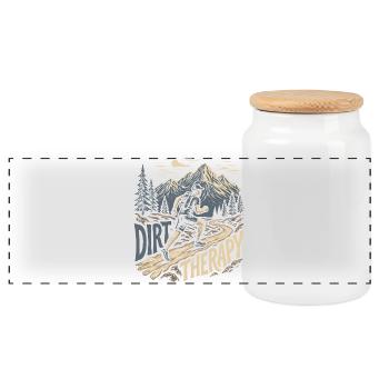Course sur sentier - Thérapie de la saleté - Boîte à biscuits avec couvercle en bois - blanc - Devant