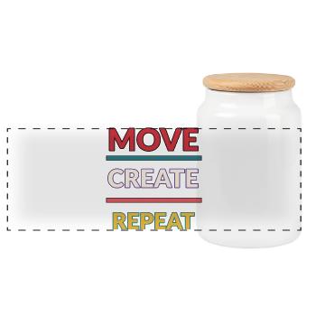 Move Create Repeat: Creative Momentum - Panoramic Cookie Jar with Wooden Lid - white - Front