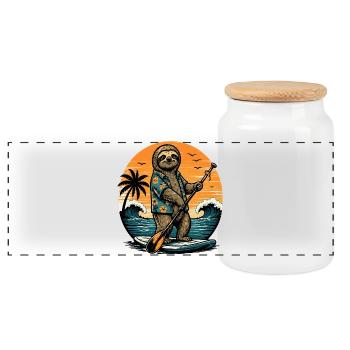 Drôle de planche de paddle SUP Stand Up paddle - Boîte à biscuits avec couvercle en bois - blanc - Devant