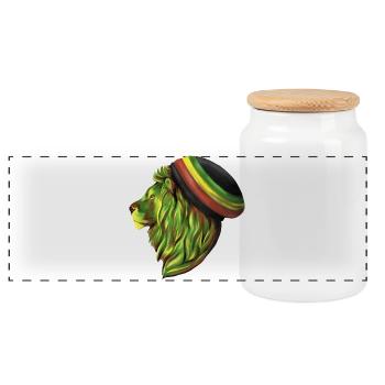 Tête de lion rastafari - Boîte à biscuits avec couvercle en bois - blanc - Devant