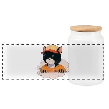 Urban Cat Incatnito - Panoramic Cookie Jar with Wooden Lid - white - Front