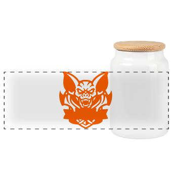 Fledermaus E-Sport Logo - Panoramic Cookie Jar with Wooden Lid - white - Front