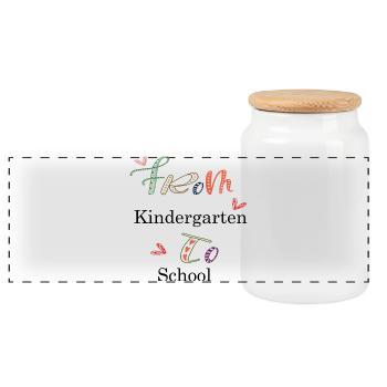 Kindergarten - Panoramic Cookie Jar with Wooden Lid - white - Front