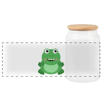 Merry Frog - Panoramic Cookie Jar with Wooden Lid - white - Front