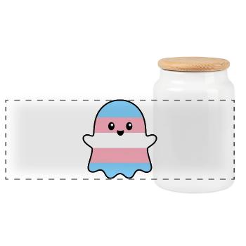 Trans Pride Spirit - Panoramic Cookie Jar with Wooden Lid - white - Front
