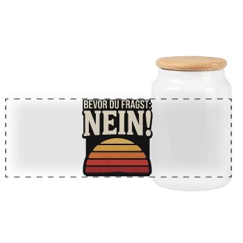 Bevor du fragst Nein retro Sunset - Panorama Keksdose mit Holzdeckel - Weiß - Vorne