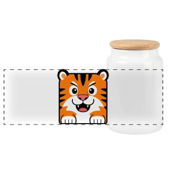 Tiger - Panorama Keksdose mit Holzdeckel - Weiß - Vorne
