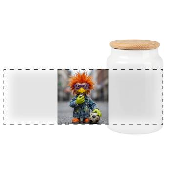 Plume Orange Oiseau Denim Street Style - Boîte à biscuits avec couvercle en bois - blanc - Devant
