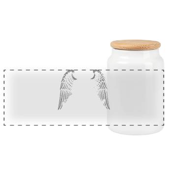 Winged Gothic Girl - Panoramic Cookie Jar with Wooden Lid - white - Front